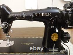 Serviced SINGER 201-2 Gear Drive Straight Stitch Sewing Machine DENIM LEATHER