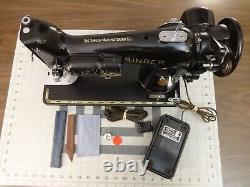 Serviced SINGER 201-2 Gear Drive Straight Stitch Sewing Machine DENIM LEATHER