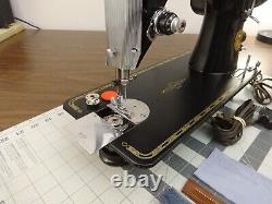 Serviced SINGER 201-2 Gear Drive Straight Stitch Sewing Machine DENIM LEATHER