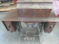 Sewing Machine Antique 1881 Fiddlebase Mother Pearl Inlay Model 12 Treadle Desk