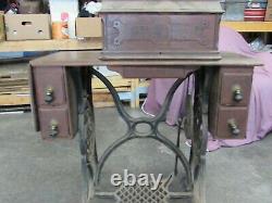 Sewing Machine Antique 1881 Fiddlebase Mother Pearl Inlay Model 12 Treadle Desk