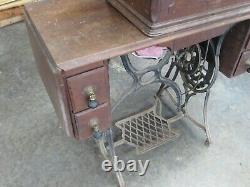 Sewing Machine Antique 1881 Fiddlebase Mother Pearl Inlay Model 12 Treadle Desk