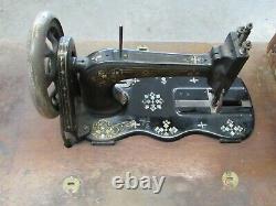 Sewing Machine Antique 1881 Fiddlebase Mother Pearl Inlay Model 12 Treadle Desk