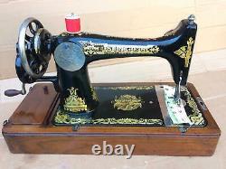 Singer 127K Antique hand crank sewing machine with Sphinx Egyptian Decals