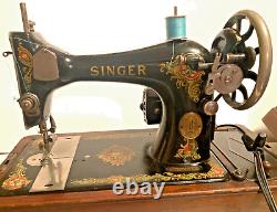 Singer 128-23 Sewing Machine LA VENCEDORA with BENTWOOD CASE and Manual NICE