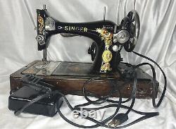 Singer 128 Sewing Machine With La Vencedora Decals In Original Bentwood Case