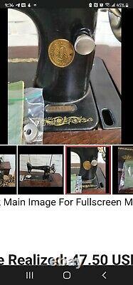 Singer 66 Cast Iron Metal Treadle Sewing Machine Original Wood Cabinet Vintage