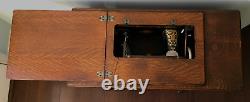 Singer 66 Red Eye Treadle Sewing Machine + Tiger Oak Cabinet Attachments Manual
