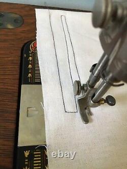 Singer 66 Red Eye Treadle Sewing Machine + Tiger Oak Cabinet Attachments Manual