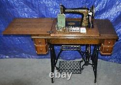 Singer 66 Redeye Treadle Sewing Machine Manual Attachments Serviced Is Nice