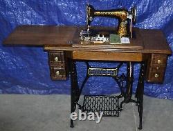 Singer 66 Redeye Treadle Sewing Machine Manual Attachments Serviced Is Nice