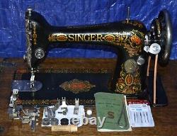 Singer 66 Redeye Treadle Sewing Machine Manual Attachments Serviced Is Nice