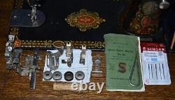 Singer 66 Redeye Treadle Sewing Machine Manual Attachments Serviced Is Nice