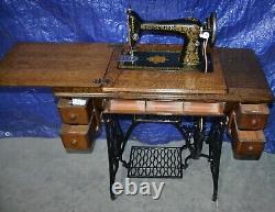 Singer 66 Redeye Treadle Sewing Machine Manual Attachments Serviced Is Nice