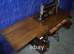 Singer 66 Redeye Treadle Sewing Machine Manual Attachments Serviced Is Nice