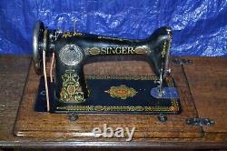 Singer 66 Redeye Treadle Sewing Machine Manual Attachments Serviced Is Nice