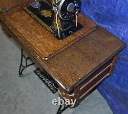 Singer 66 Redeye Treadle Sewing Machine Manual Attachments Serviced Is Nice