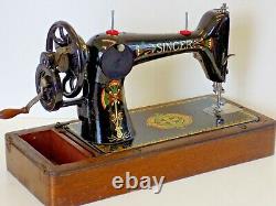 Singer 66K 1917 Sewing Machine Hand Crank Lotus Flower Vintage Antique Collectib