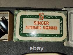 Singer Antique Automatic Zigzagger 301A Sewing Machine with Case, Pedal & More