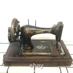 Singer Antique Sewing Machine Coffin Case Hand Crank 1896