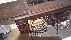 Singer Antique Treadal Six Drawer Sewing Machine In Working Condition