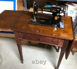 Singer Electric Model 66 Sewing Machine with Knee Control, Cabinet, Stool. 1928