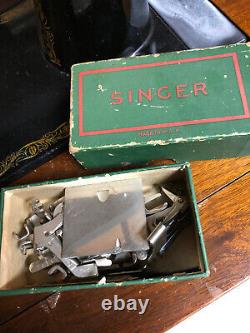 Singer Electric Model 66 Sewing Machine with Knee Control, Cabinet, Stool. 1928