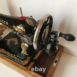 Singer La Vencedora 28-3 Hand Crank Sewing Machine With Bentwood Case Sew A+