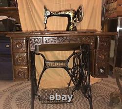 Singer Model 27 Treadle Sewing Machine Antique Rare Pheasant Decals B Series