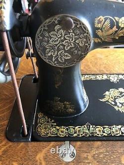 Singer Model 27 Treadle Sewing Machine Antique Rare Pheasant Decals B Series