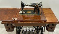 Singer Model 66 Red Eye Sewing Machine & 5 Drawer Treadle Cabinet