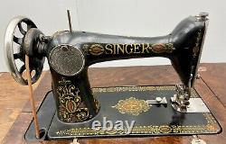 Singer Model 66 Red Eye Sewing Machine & 5 Drawer Treadle Cabinet