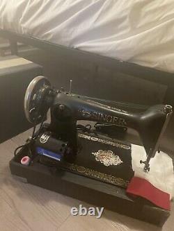 Singer Model 66 Sewing Machine With Motor And Foot Pedal. Red Eye Decals
