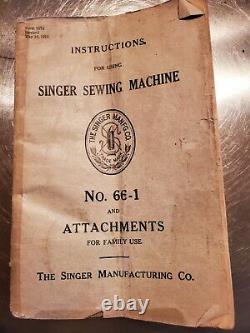 Singer Model 66 Treadle Sewing Machine Mfg. 1912