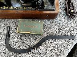 Singer Model 99 3/4 Size Sewing Machine withKnee Bar/Bentwood Box/New Electric