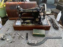 Singer Model 99 3/4 Size Sewing Machine withKnee Bar/Bentwood Box/New Electric
