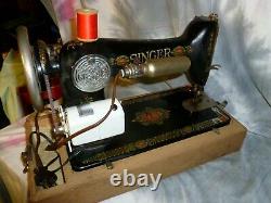 Singer Redeye 66 Sewing Machine withMan, Accs, Needles, Bobbins, Converted