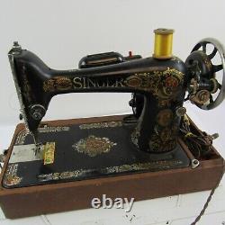 Singer Sewing Machine 1916 Antique Head Model 66 Red Eye Working Motor Light