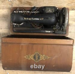 Singer Sewing Machine 1918 New Jersey Antique Bentwood Case & Knee Bar F8361042