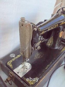 Singer Sewing Machine 1926 Model 66 Portable Electric Motor, Works