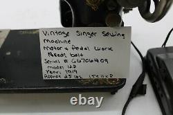 Singer Sewing Machine, Antique Vintage 1919 with pedal, M 128, needs belt, working