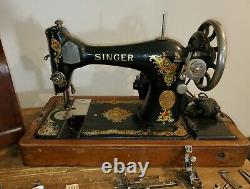 Singer Sewing Machine Model 128 G Series + Motor & Light & Case & More! 1910