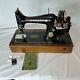 Singer Sewing Machine Model 99 Bentwood Case Hand Crank Key Book Tools