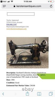 Singer Sewing Machine Scotland 1901 Professionally appraised Vintage Antique