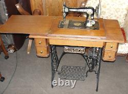 Singer Sewing Machine Treadle? Cast Iron Tiger Oak Cabinet Sphinx 1906 Antique