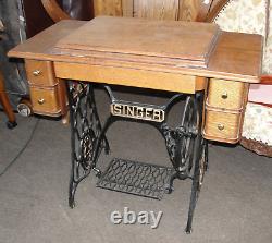 Singer Sewing Machine Treadle? Cast Iron Tiger Oak Cabinet Sphinx 1906 Antique