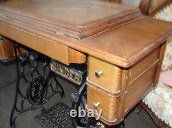 Singer Sewing Machine Treadle? Cast Iron Tiger Oak Cabinet Sphinx 1906 Antique