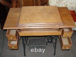 Singer Sewing Machine Treadle? Cast Iron Tiger Oak Cabinet Sphinx 1906 Antique