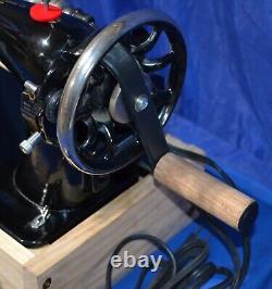 Singer Spartan Sewing Machine Electric & Hand Crank Serviced Attachments Base