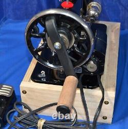 Singer Spartan Sewing Machine Electric & Hand Crank Serviced Attachments Base